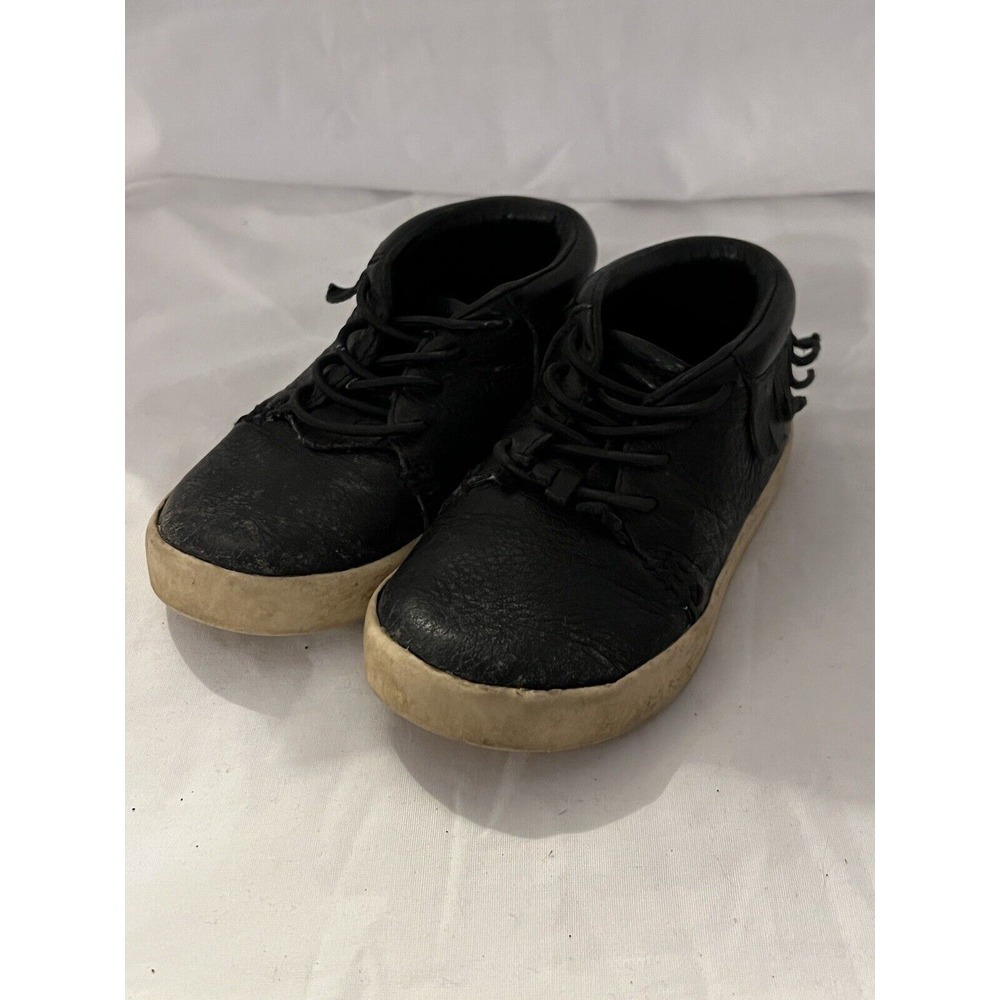 Freshly‎ Picked Girls Black Sneakers Shoes Fringe Leather Size 7